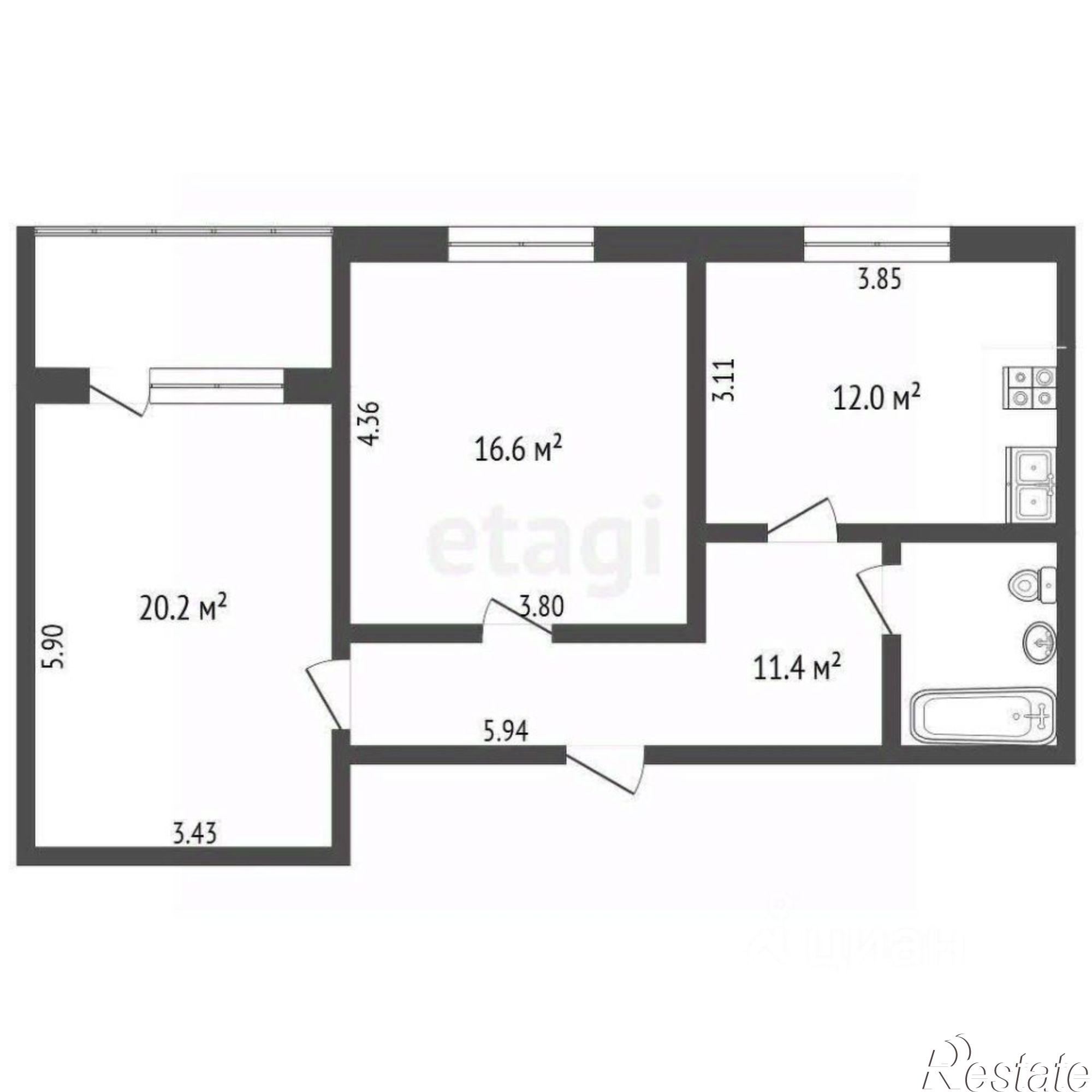 Купить квартиру за 6 400 000 рублей на ул Чехова, 53