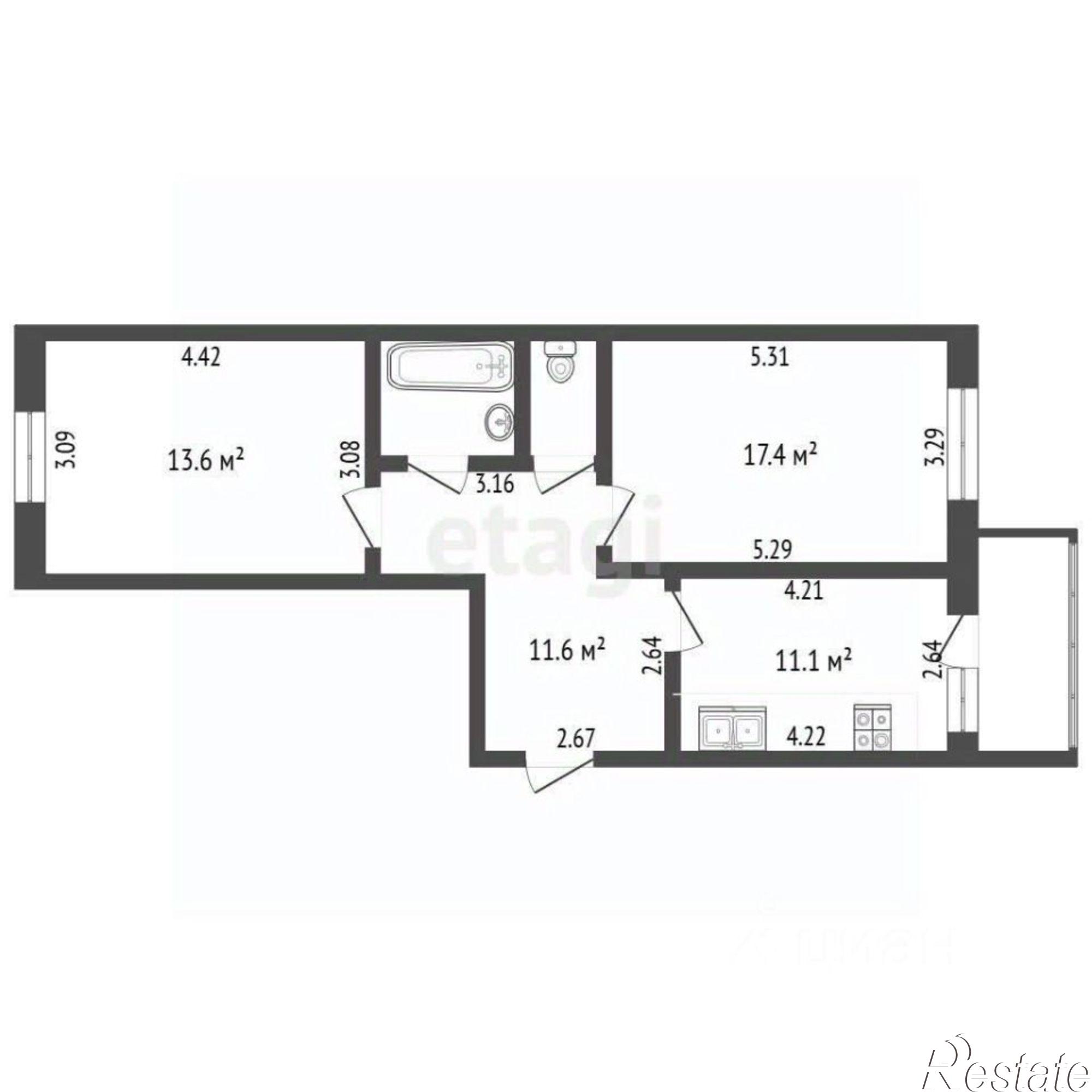 Купить квартиру за 6 000 000 рублей на Дальняя улица, 20Д