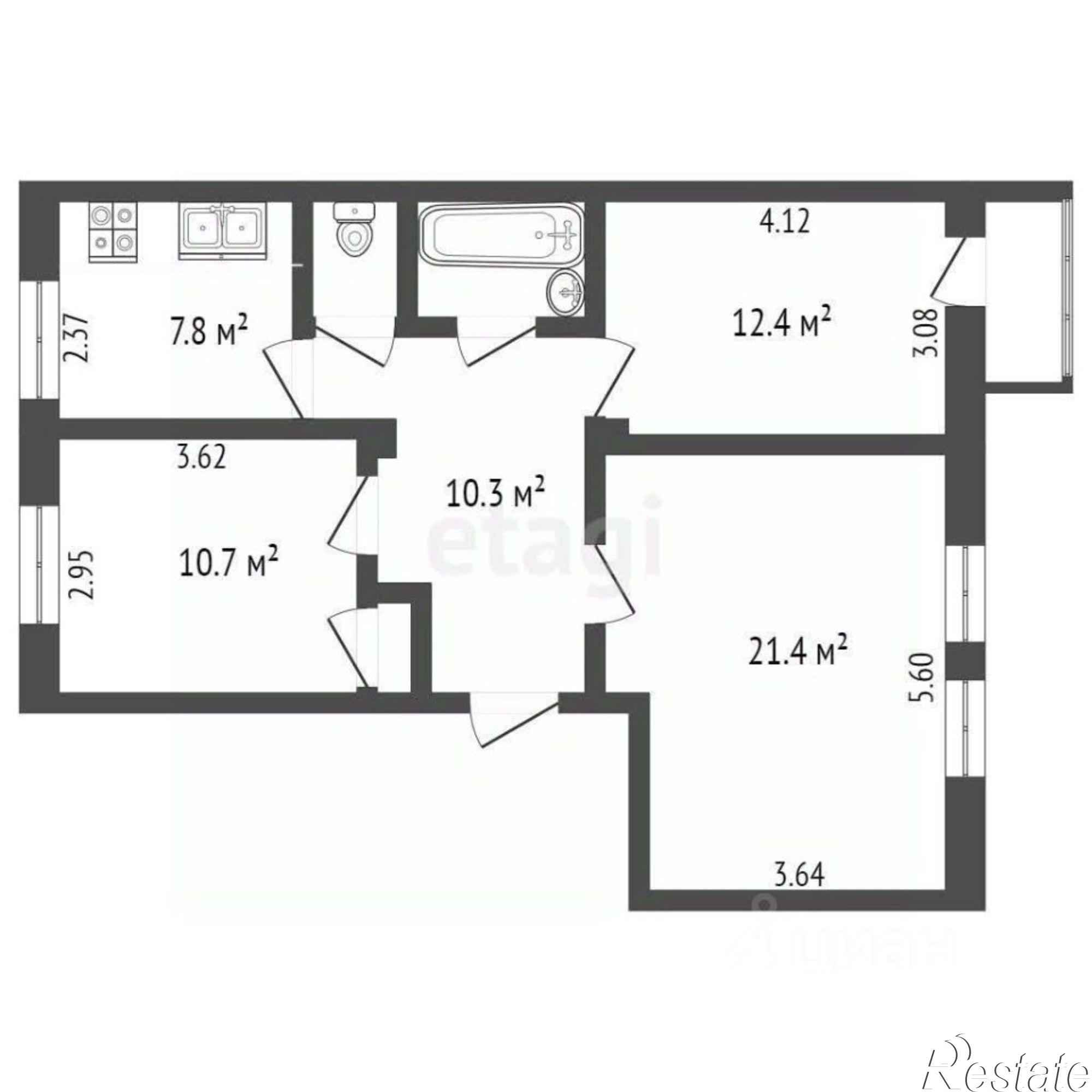 Купить квартиру за 4 950 000 рублей на улица Герцена, 118