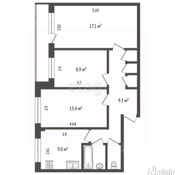 3-комн квартира ул Псковская, 9,  д. 9