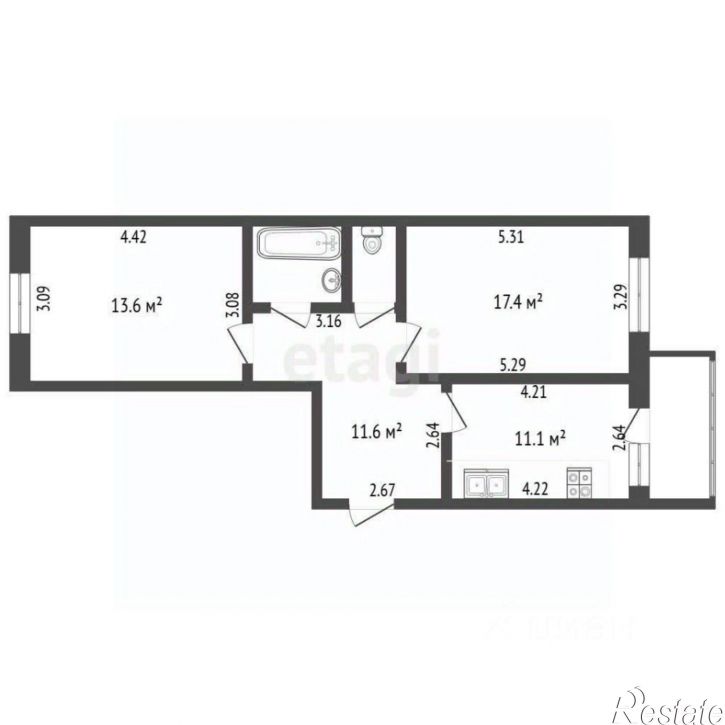 2-комн квартира Дальняя улица, 20Д,  д. 20Д