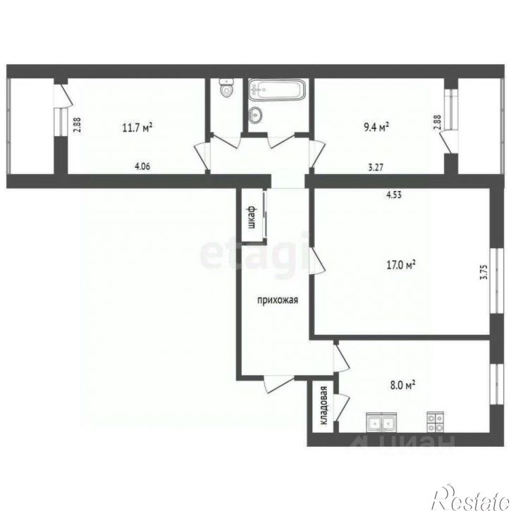 2-комн квартира Октябрьская улица, 27,  д. 27