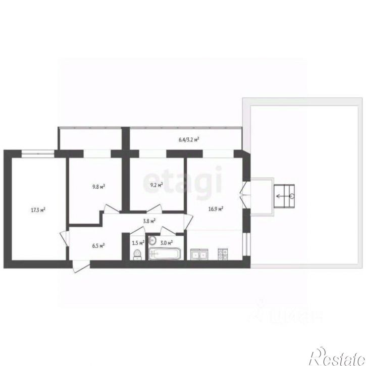 3-комн квартира Возрождения улица, 86А,  д. 86А