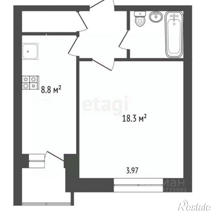 1-комн квартира ул Ленинградская, 66,  д. 66