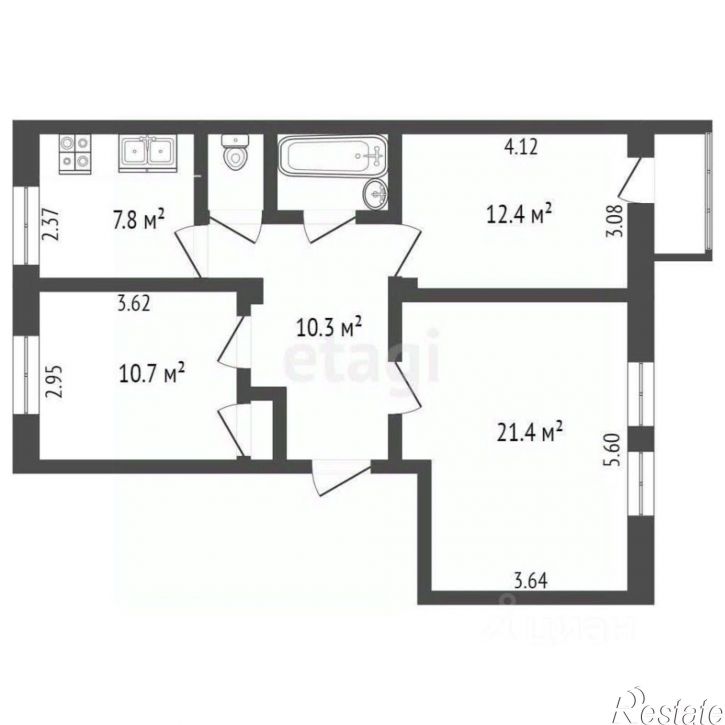 3-комн квартира улица Герцена, 118,  д. 118