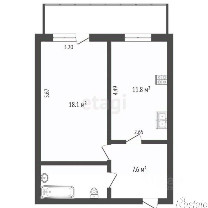 1-комн квартира ул Гагарина, 51а,  д. 51а