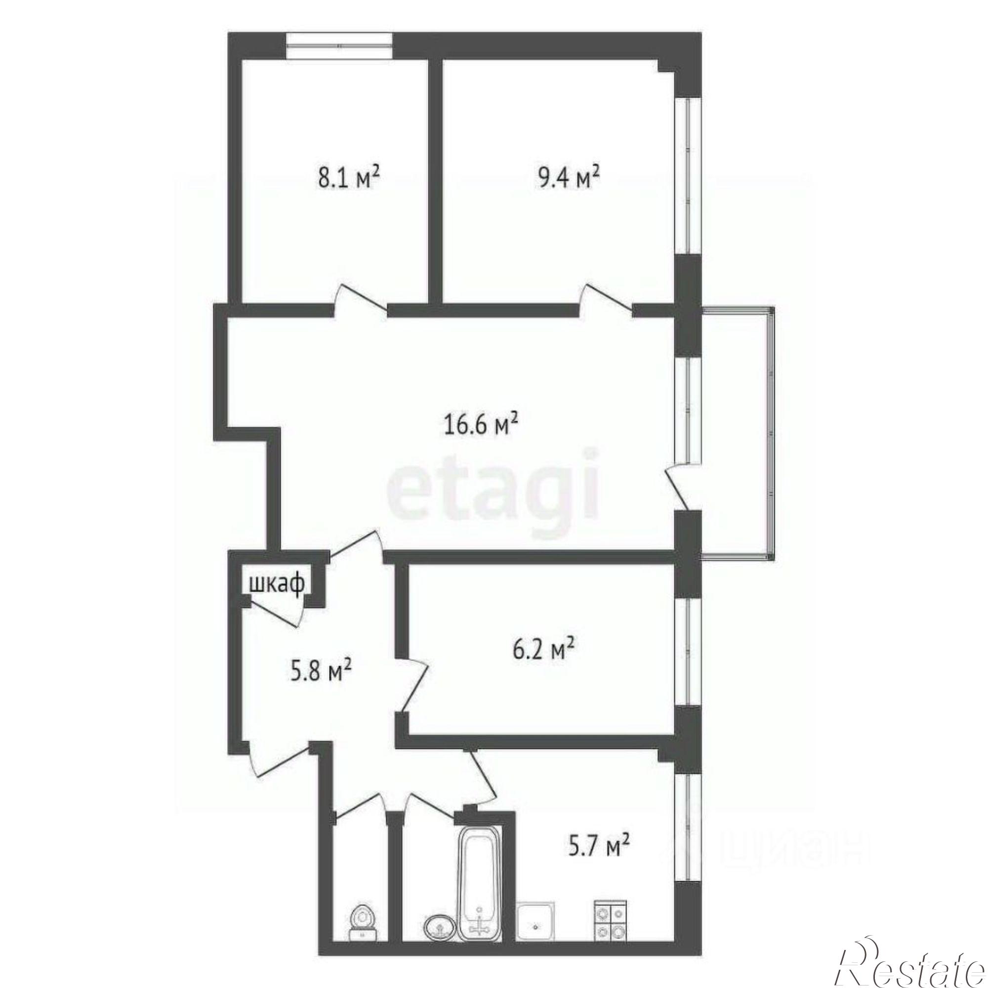 Купить квартиру за 4 080 000 рублей на Ярославская улица, 14