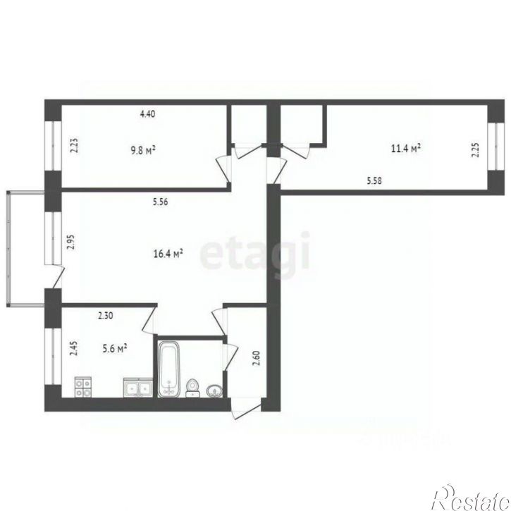 3-комн квартира улица Гоголя, 101,  д. 101