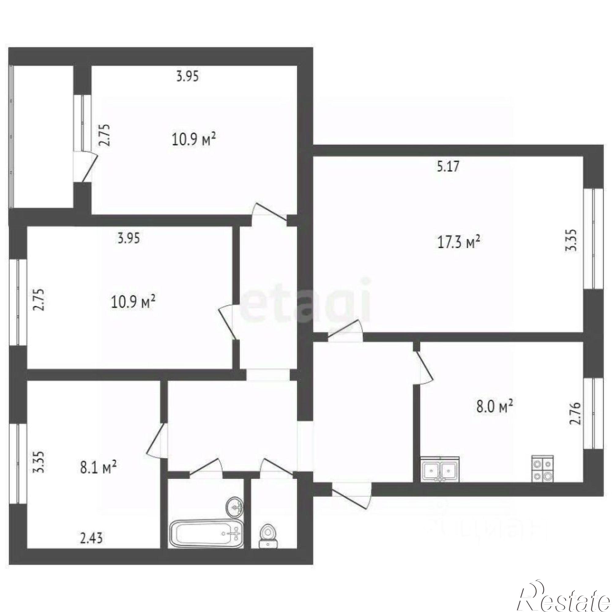 Купить квартиру за 3 950 000 рублей на улица Южакова, 61