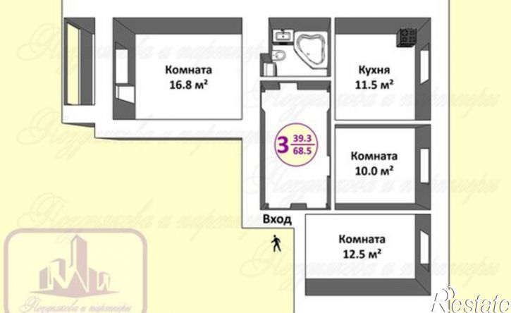 3-комн квартира Колхозная улица, 60А,  д. 60А