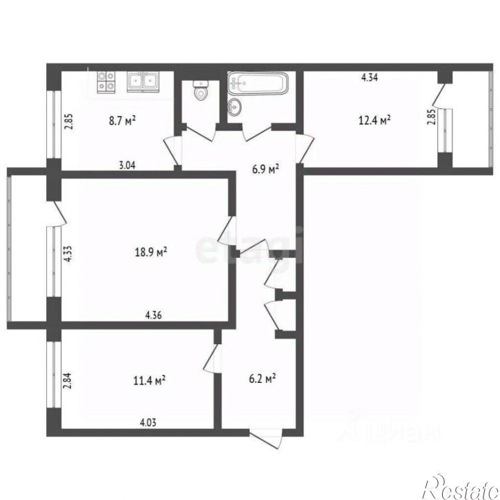 3-комн квартира Старое шоссе, 2Б,  д. 2Б