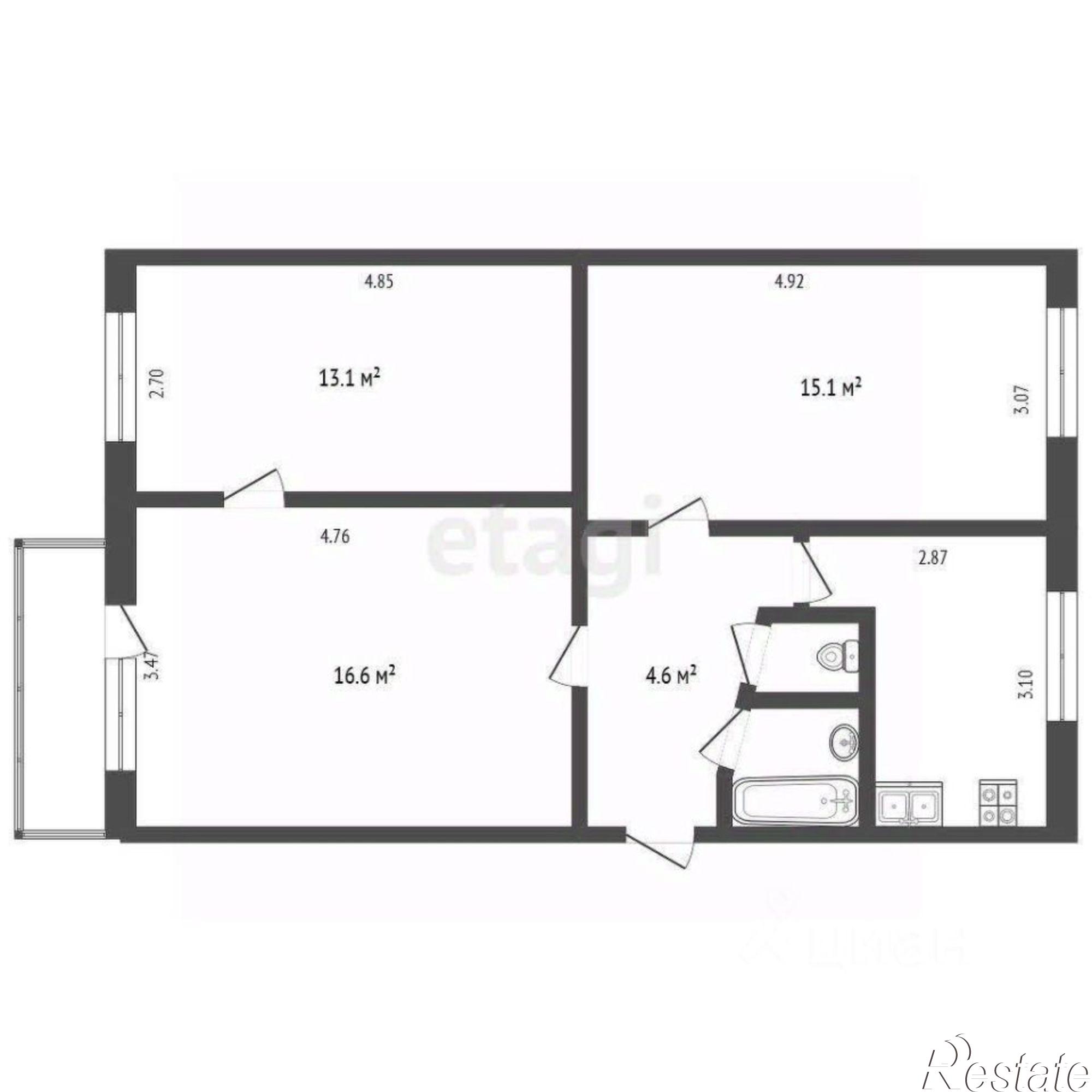 Купить квартиру за 4 380 000 рублей на городской округ Вологда