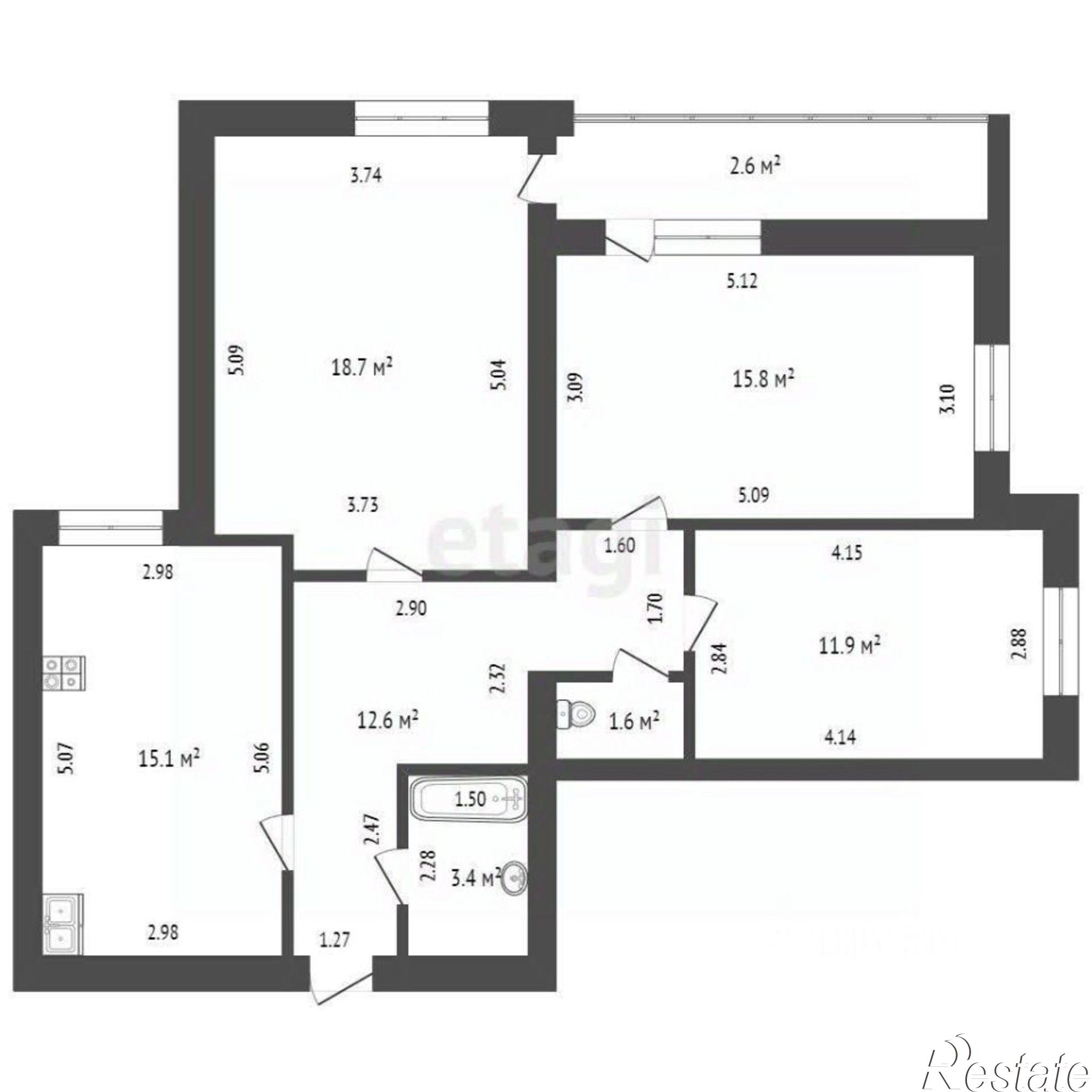 Купить квартиру за 5 540 000 рублей на Усадебная улица, 5А