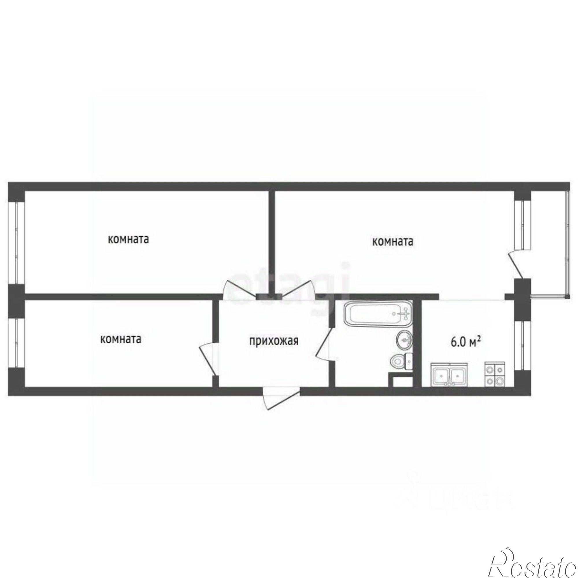 Купить квартиру за 4 000 000 рублей на улица Текстильщиков, 21Б