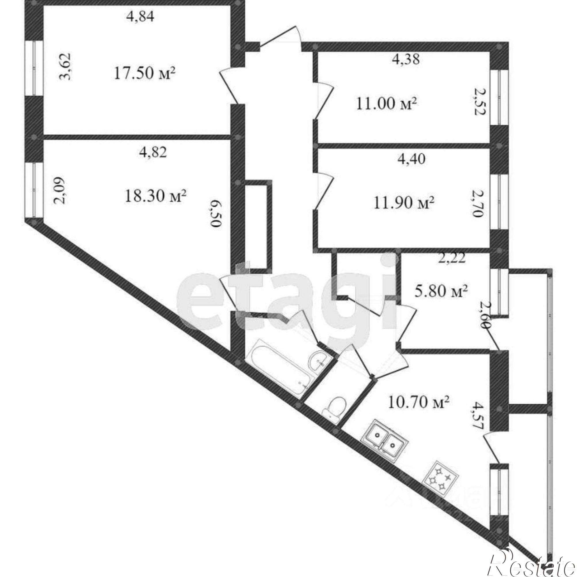 Купить квартиру за 3 400 000 рублей на Залинейная улица, 24Б