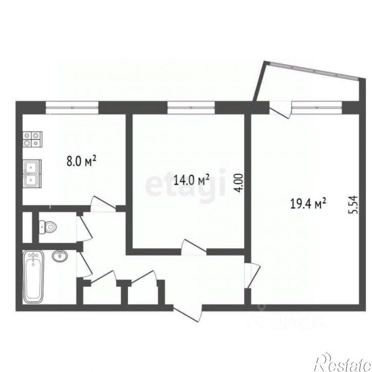 2-комн квартира улица Гагарина, 56,  д. 56