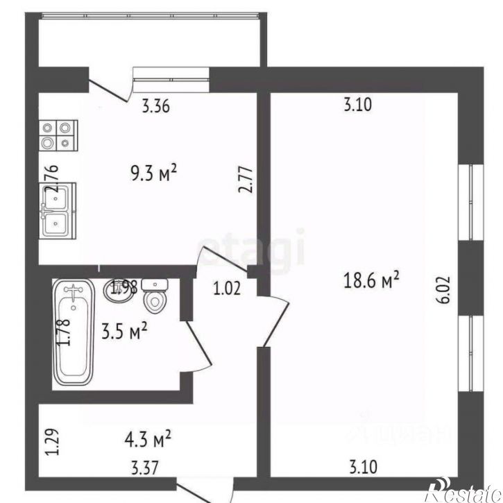 1-комн квартира улица Лётчика Каберова, 11,  д. 11