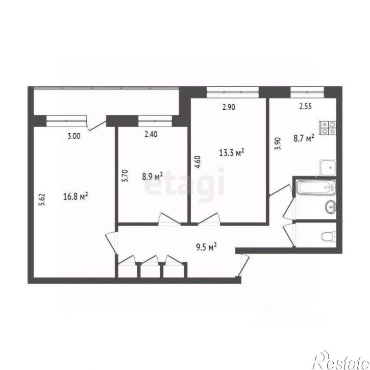 3-комн квартира Псковская улица, 9,  д. 9