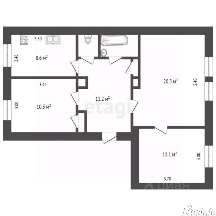 3-комн квартира улица Герцена, 118,  д. 118