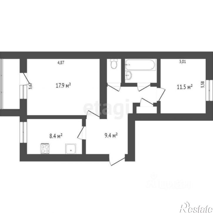 2-комн квартира улица Маршала Конева, 8А,  д. 8А