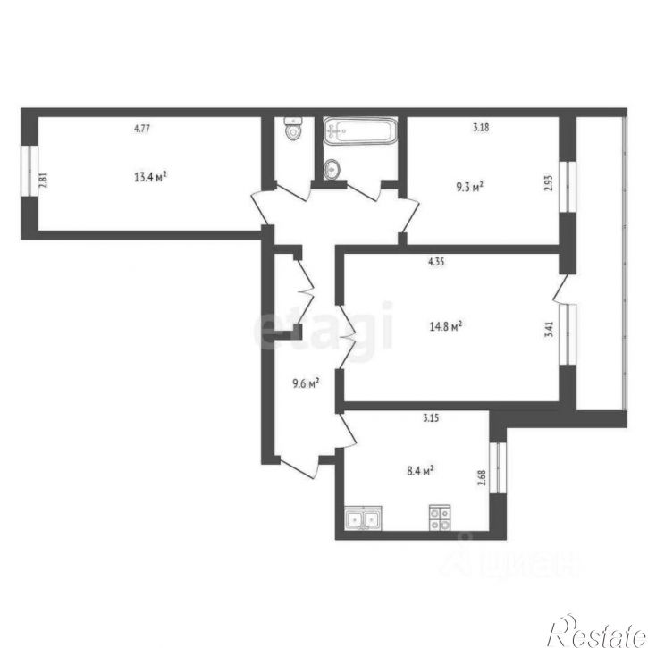 3-комн квартира улица Карла Маркса, 99,  д. 99