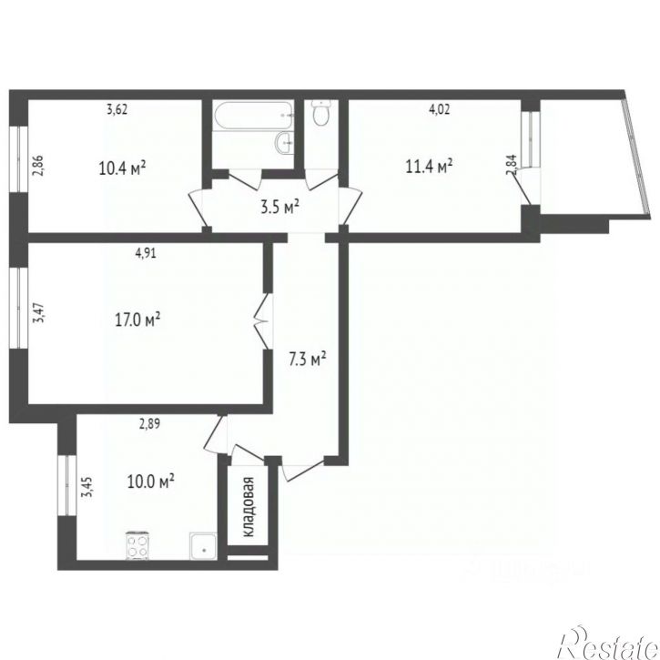 3-комн квартира Возрождения улица, 76А,  д. 76А