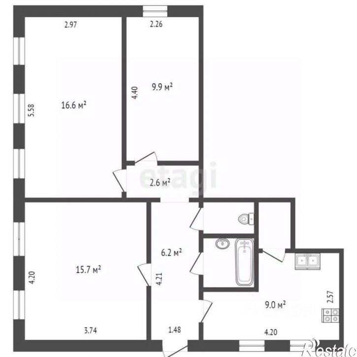 3-комн квартира городской округ Вологда