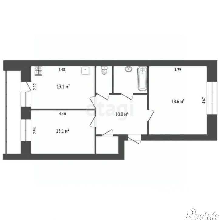 2-комн квартира Архангельская улица, 17,  д. 17