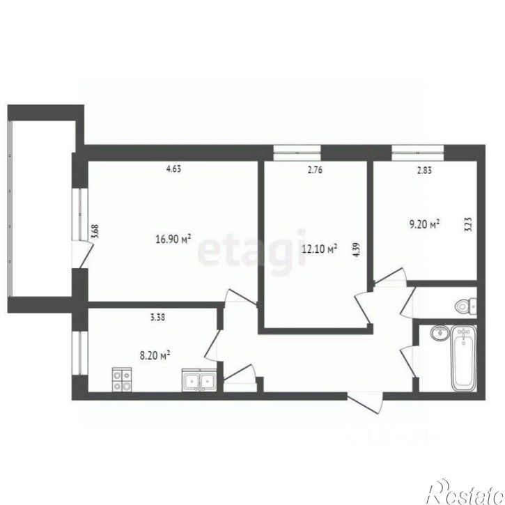 3-комн квартира городской округ Вологда