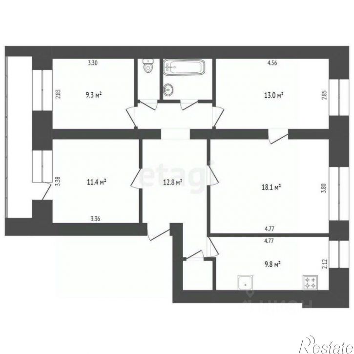 4-комн квартира городской округ Вологда