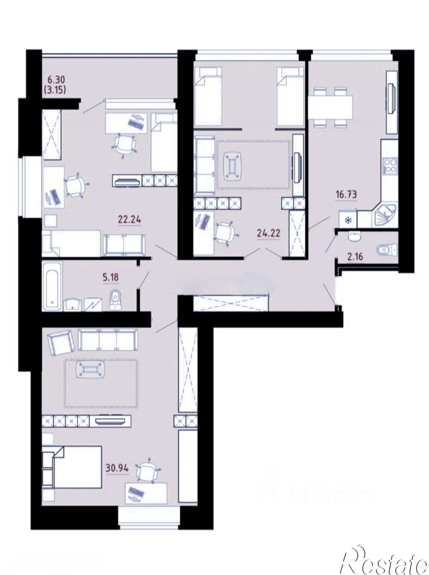 Купить квартиру за 7 980 000 рублей на Пригородная улица, 16Б