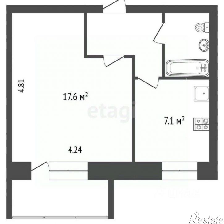 1-комн квартира ул Возрождения, 76б,  д. 76б