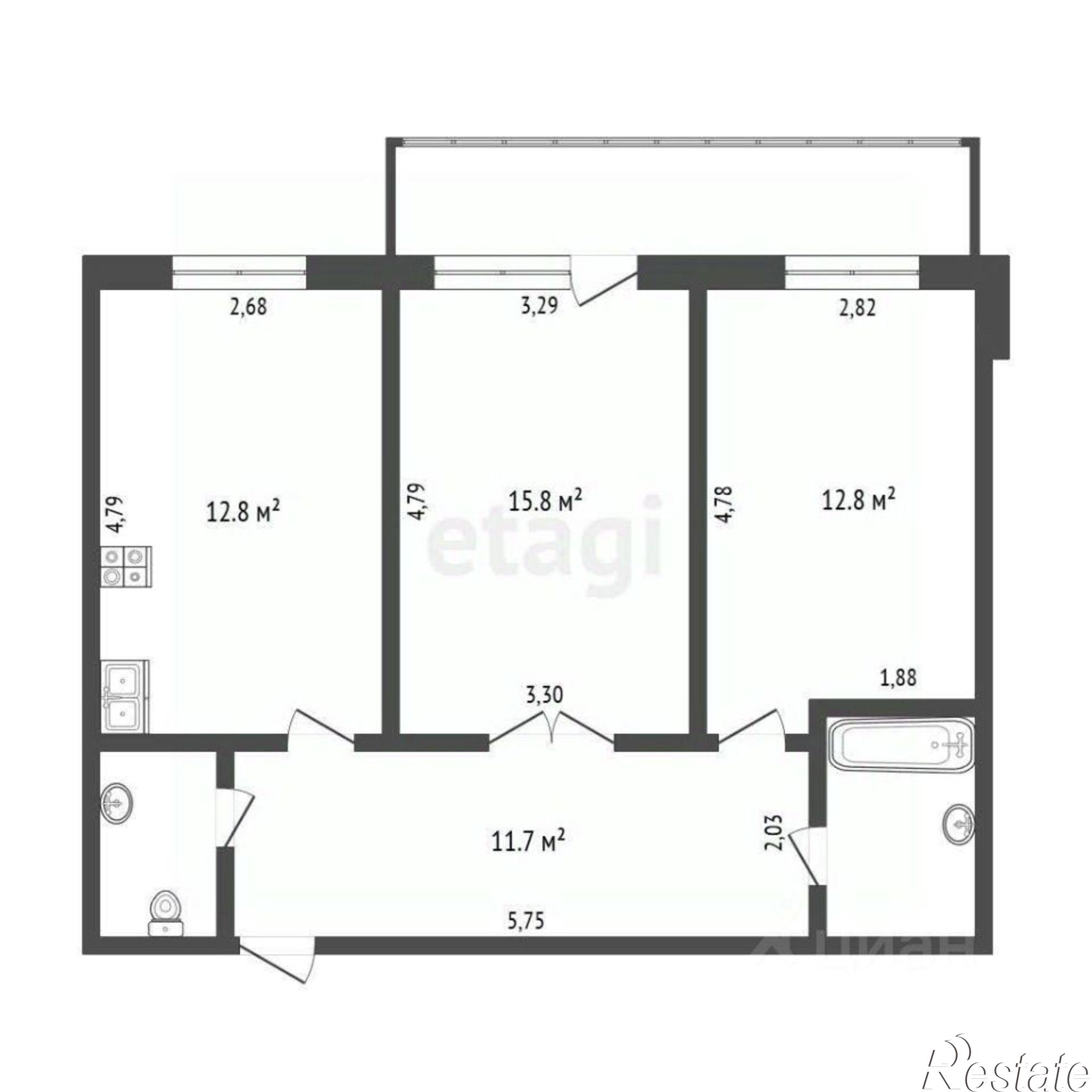 Купить квартиру за 7 000 000 рублей на улица Южакова, 2