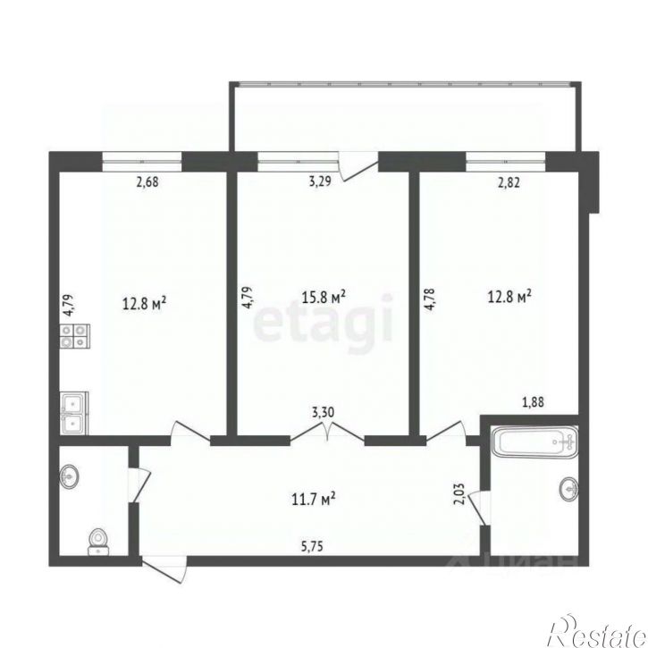 2-комн квартира улица Южакова, 2,  д. 2