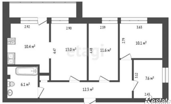 4-комн квартира улица Текстильщиков, 15,  д. 15
