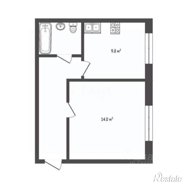 1-комн квартира Колхозная улица, 35Б,  д. 35Б