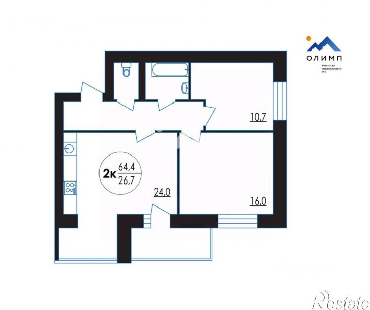 2-комн квартира улица Возрождения, 26Б,  д. 26Б