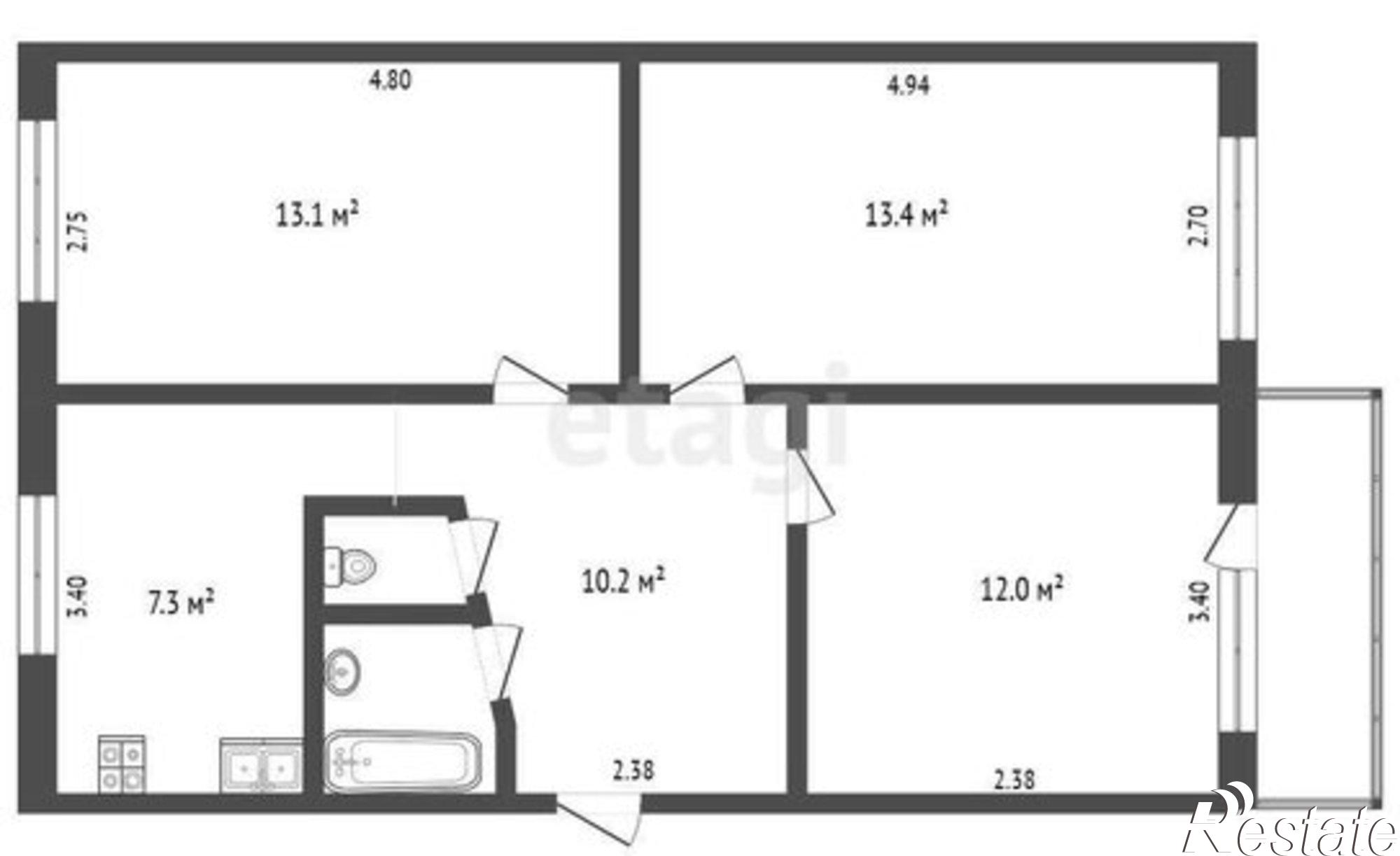 Купить квартиру за 5 040 000 рублей на 1-й микрорайон ГПЗ-23, 26