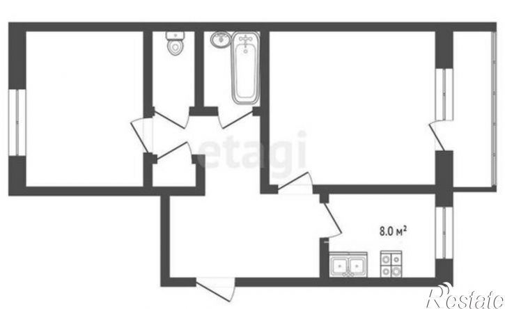2-комн квартира улица Ударников, 19А,  д. 19А