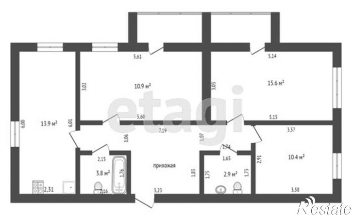 3-комн квартира улица Горького, 7,  д. 7