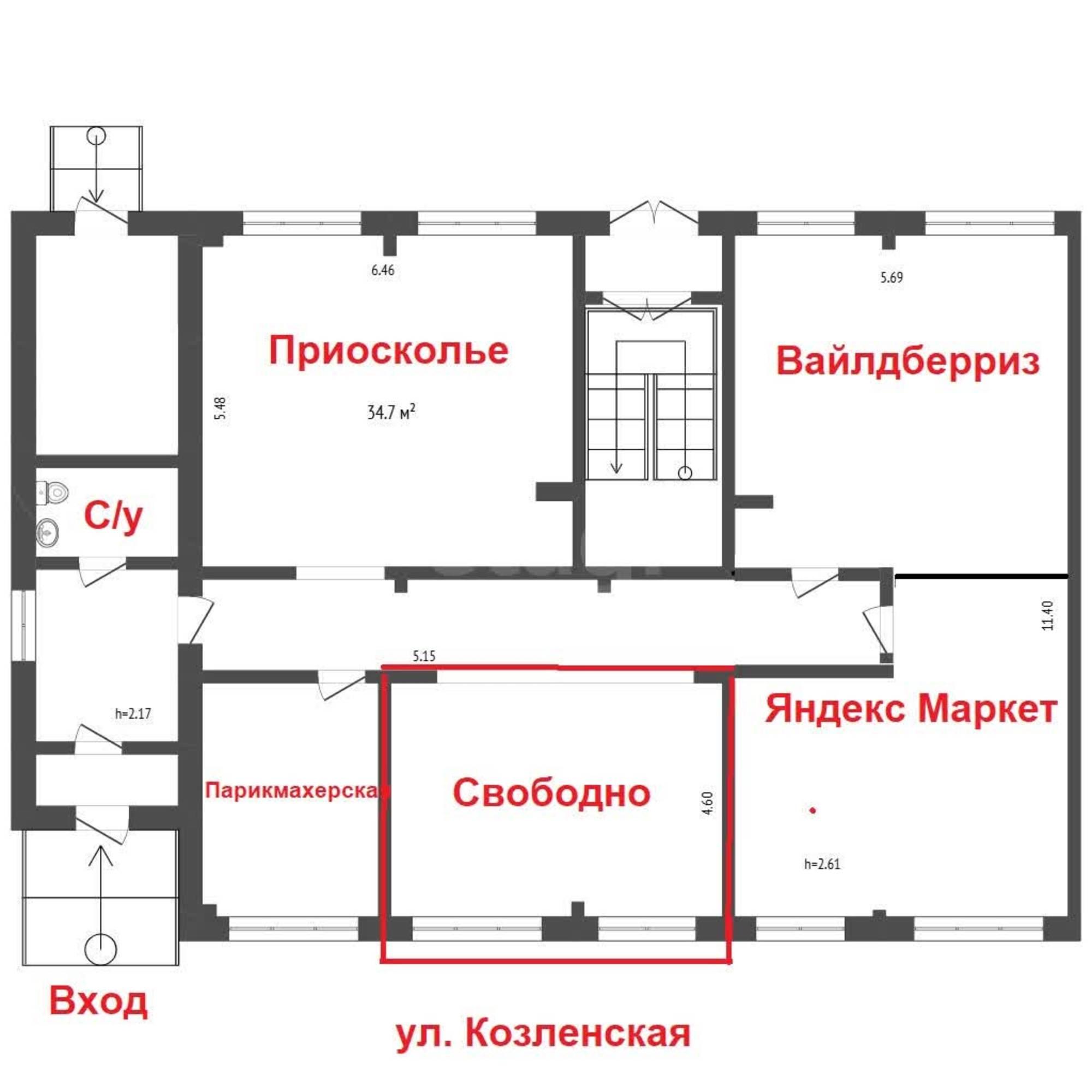 Сдать торговое помещение за 35 000 рублей на Козлёнская улица, 71