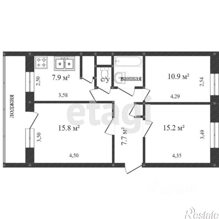 3-комн квартира Козлёнская улица, 84А,  д. 84А