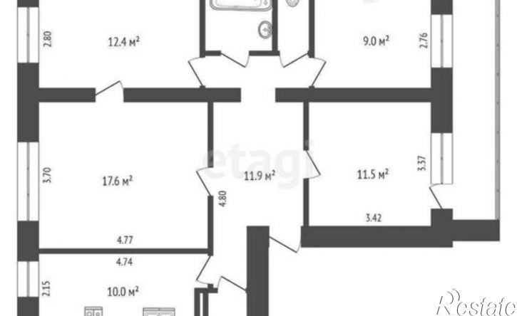 4-комн квартира 1-й микрорайон ГПЗ-23, 3к2