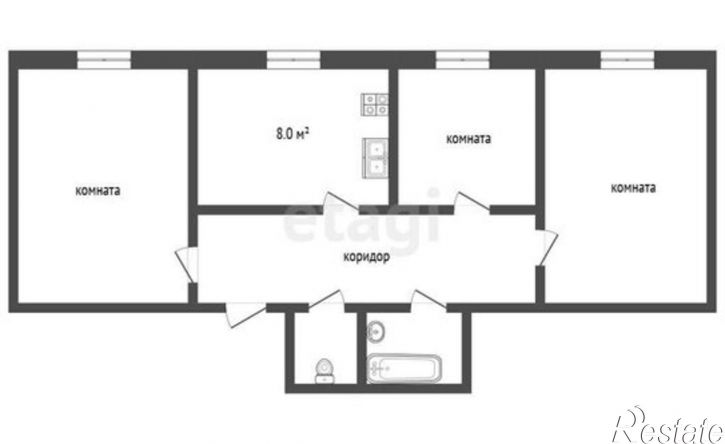 3-комн квартира ул Красноармейская, 19,  д. 19