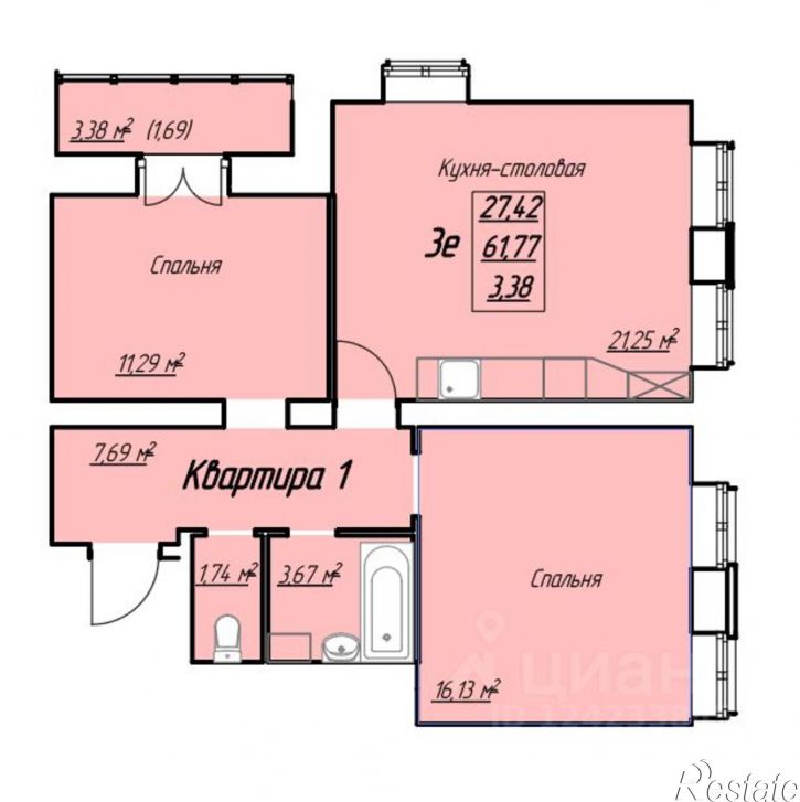 3-комн квартира в новом доме улица Бурмагиных, 43,  д. 43