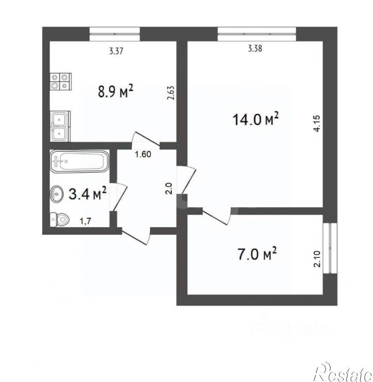 1-комн квартира ул Ярославская, 20,  д. 20