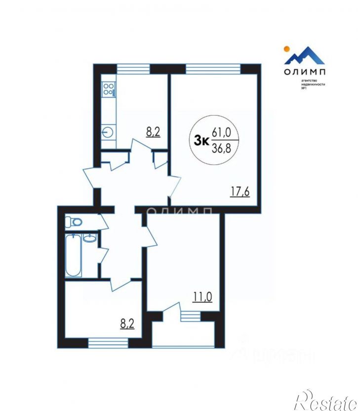 3-комн квартира Ярославская улица, 3,  д. 3
