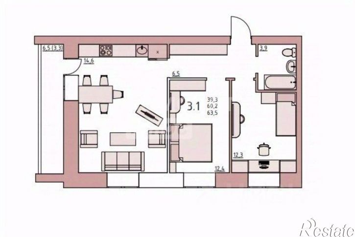3-комн квартира ул Чернышевского, 108а 3,  д. 108а 3,  к. 3