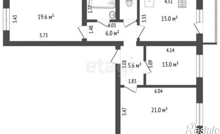 3-комн квартира улица Гагарина, 80А к3,  д. 80А к3