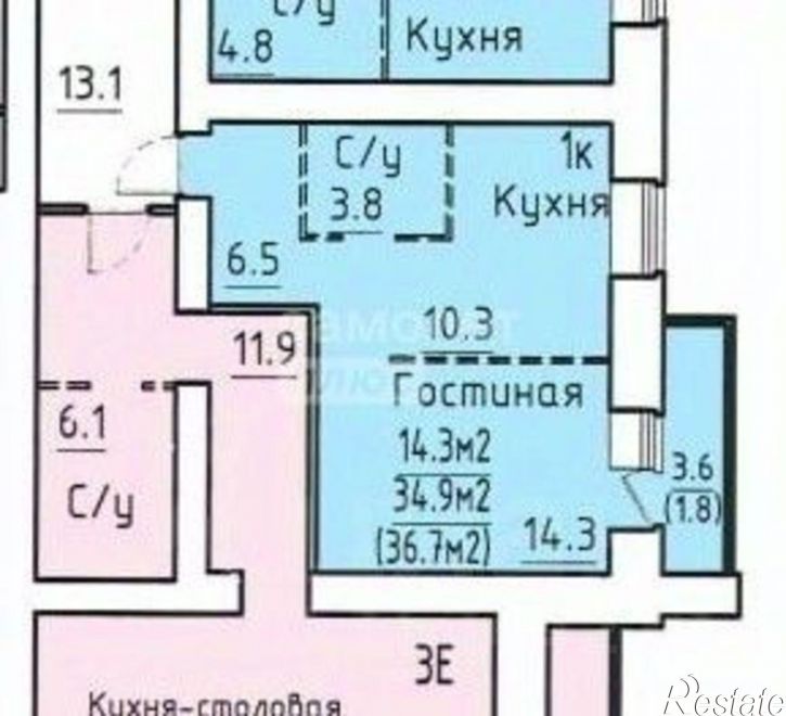 1-комн квартира улица Гагарина, 80А к1,  д. 80А к1